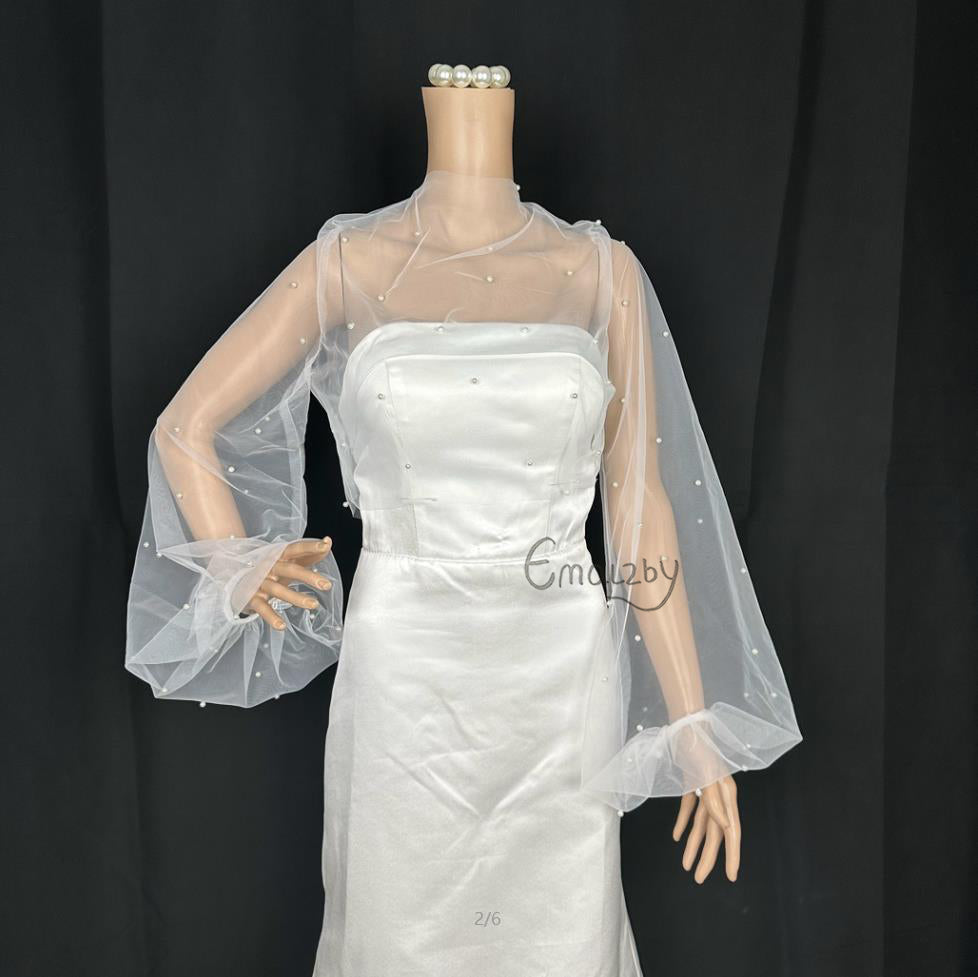 EMALZBYpearl bridal shoulder cape veil,shoulder veil wedding,shoulder veil for wedding dress
