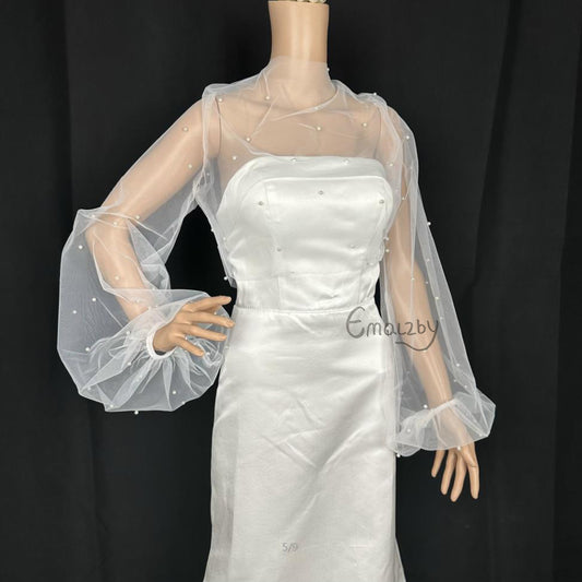 EMALZBYpearl bridal shoulder cape veil,shoulder veil wedding,shoulder veil for wedding dress