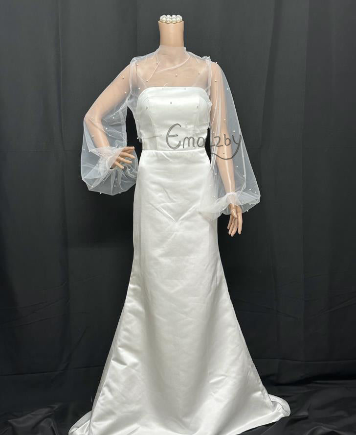 EMALZBY bridal shoulder cape veil, shoulder veil for wedding dress, shoulder veil cape BYRDBVG45