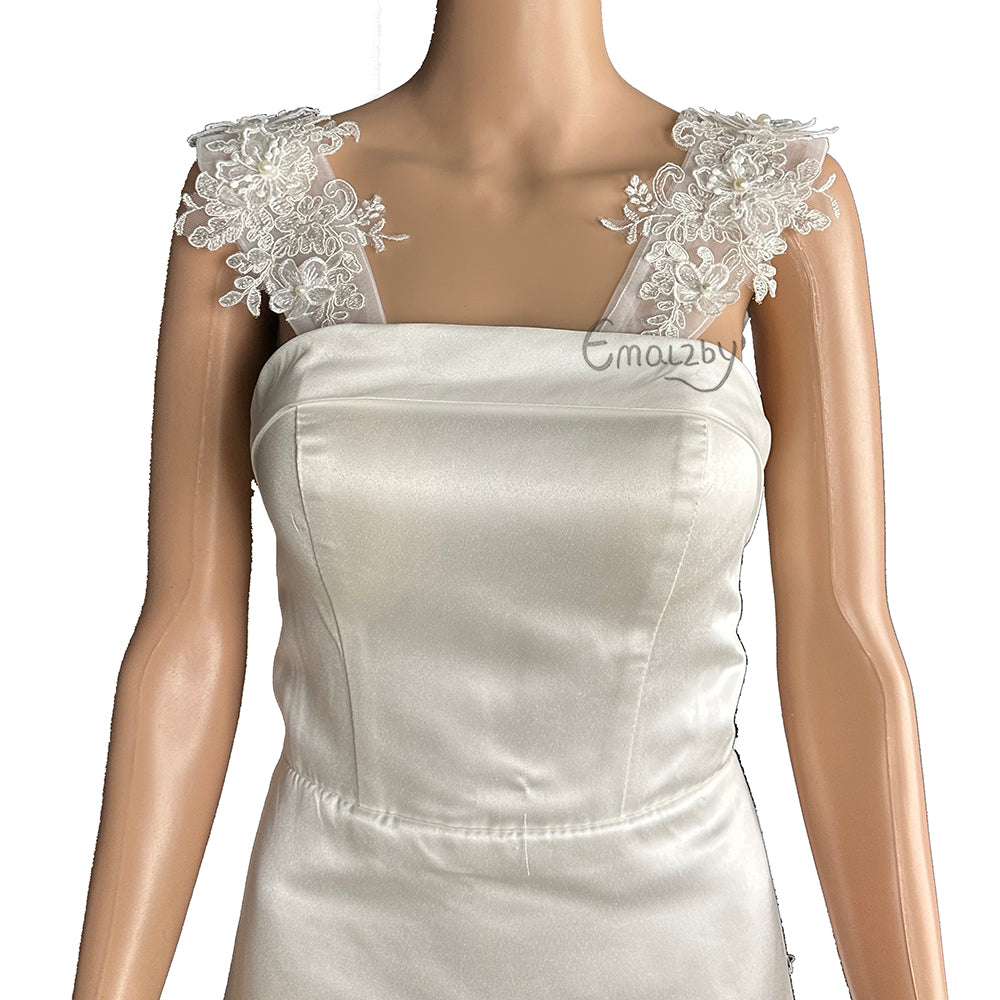 Lace flower butterfly wedding dress straps add on.detachable sleeves for bridal  lace BYRDSW07