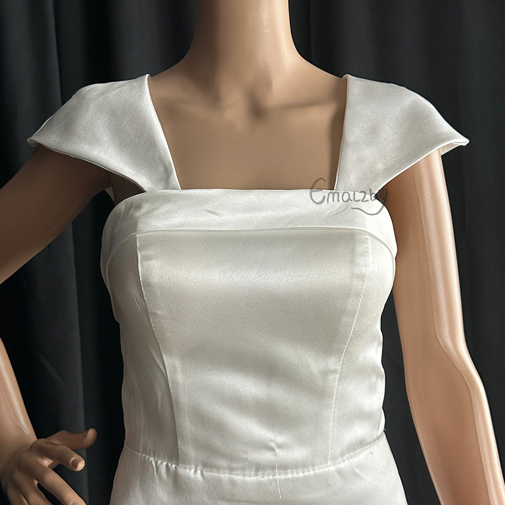 Satin detachable cap sleeves.detachable cap straps,satin wedding dress sleeves BYRDSL115
