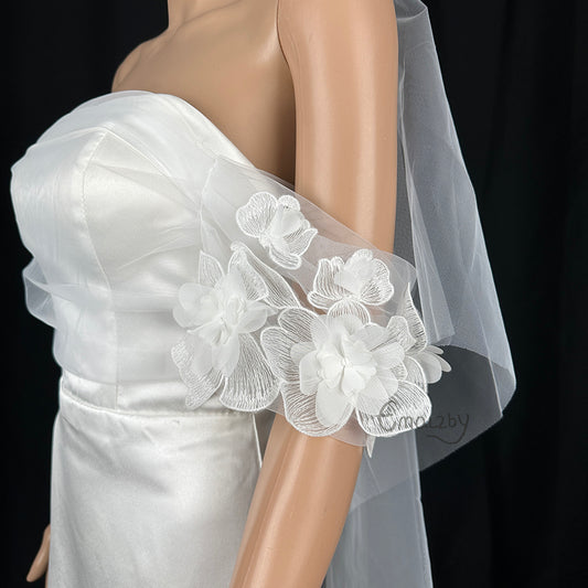lux flower wedding dress topper