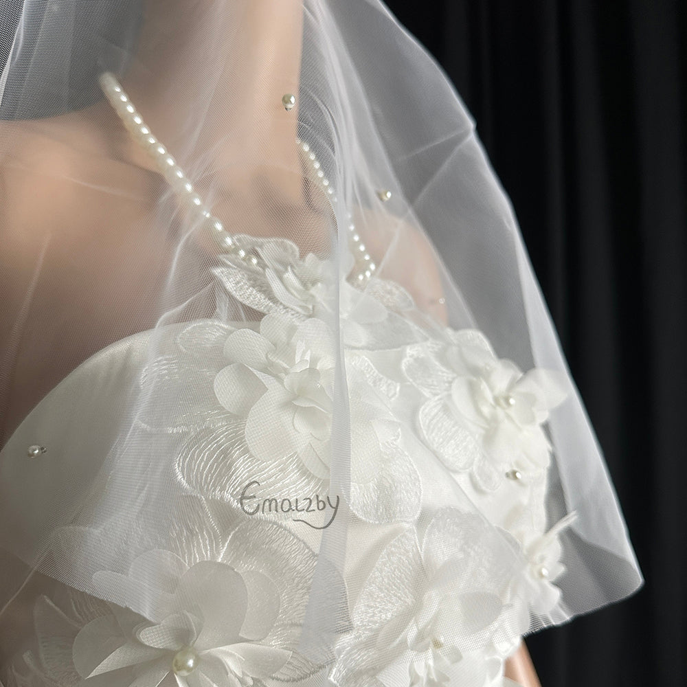 floral pearl tulle bridal wedding dress top,Mordern bridal top BYRDWP54