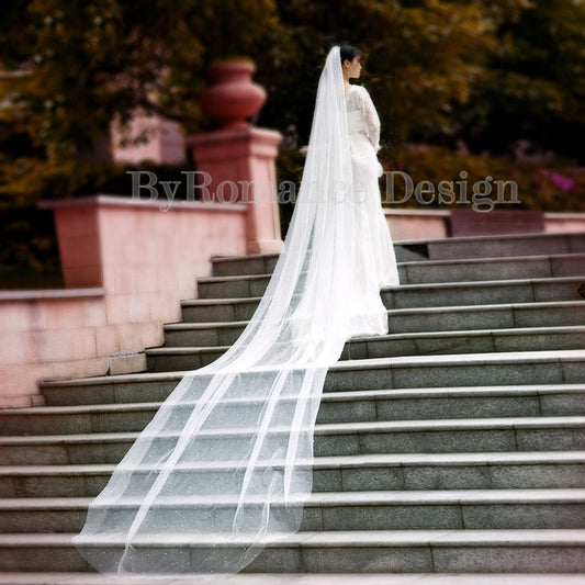 handmade pearl tulle wedding veil