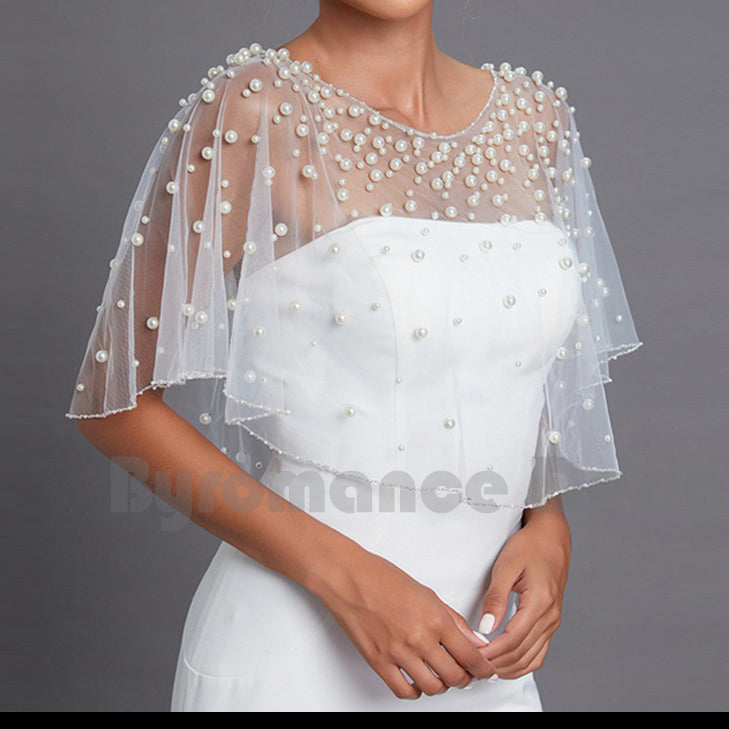EMZLABY Customized Sheer Tulle Pearl topper with Long sleeve BYRDVG31