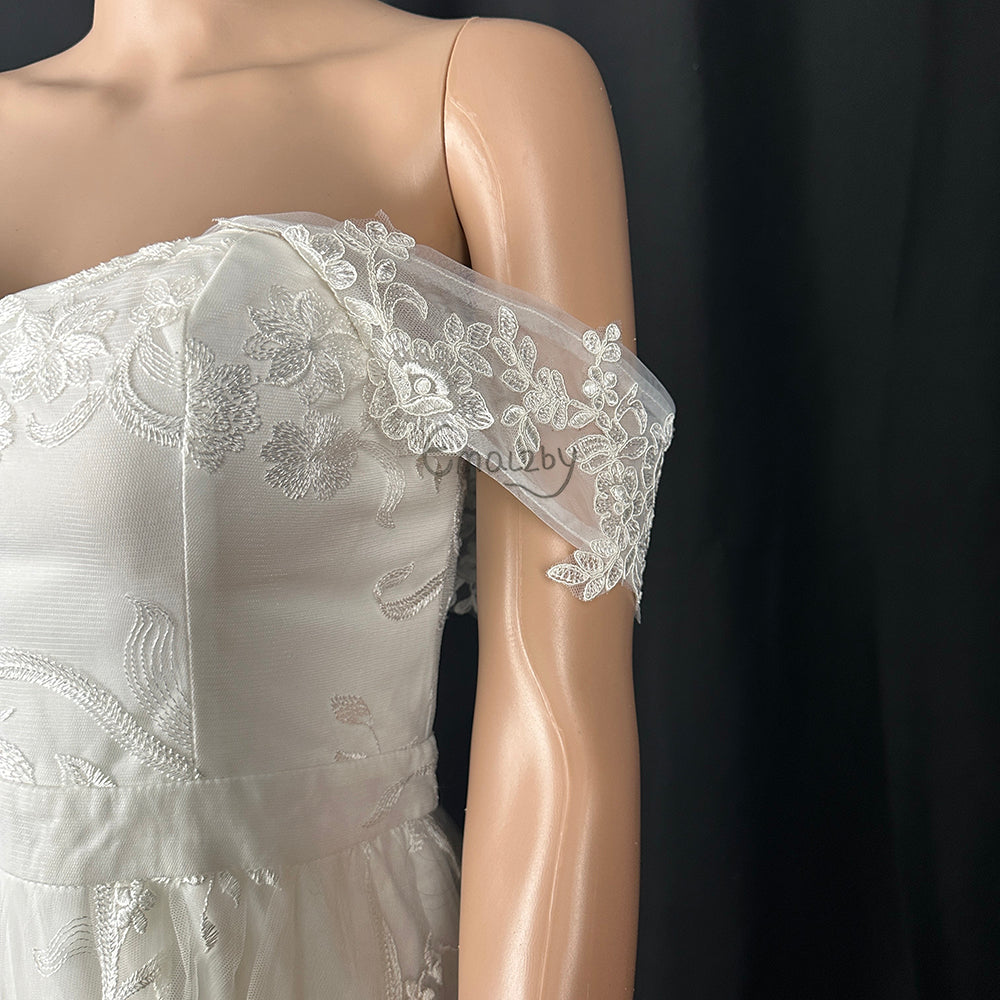 EMALZBY wedding dress straps ,Lace Detachable Wedding Dress Straps,tulle bridal straps BYRDWS1001