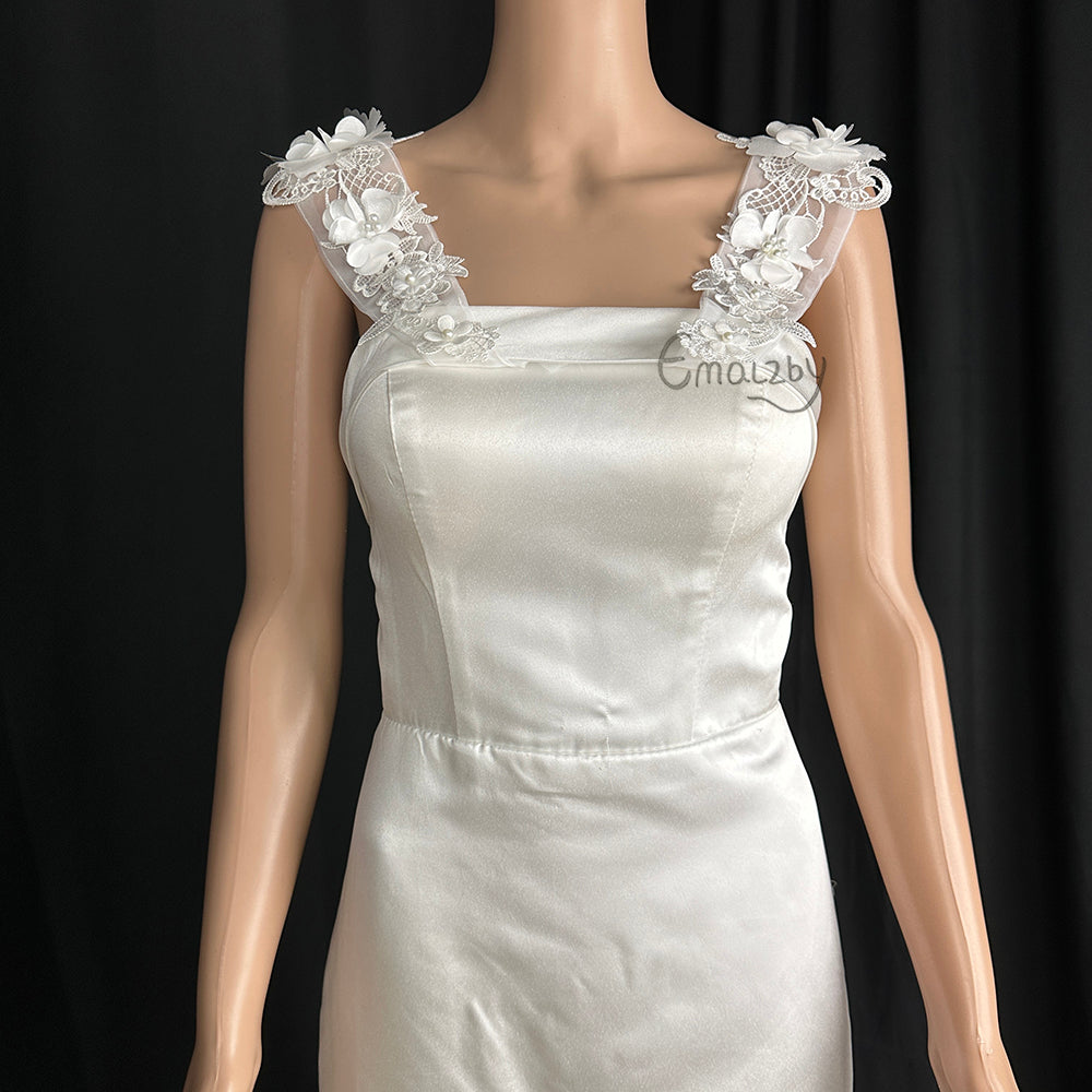 3D flower detachabl bridal straps,wedding straps,lace straps for wedding dress add on BYRDSW05
