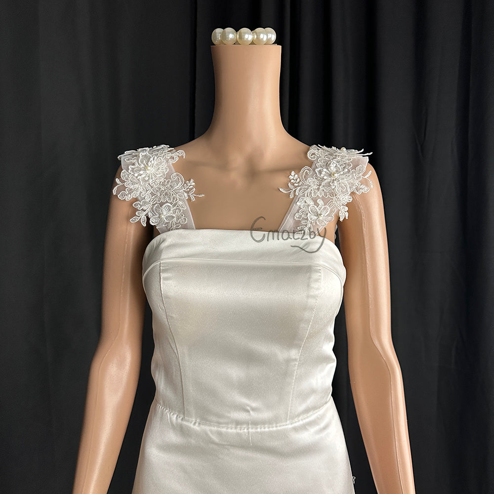 Lace flower butterfly wedding dress straps add on.detachable sleeves for bridal  lace BYRDSW07