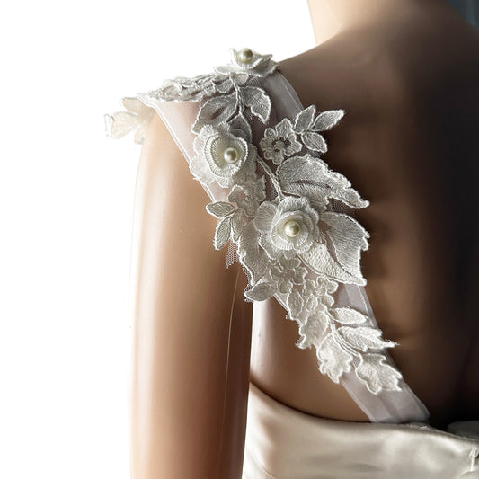 cotton lace wedding dress straps add on.detachable straps for bridal,bridal sleeves BYRDSW08