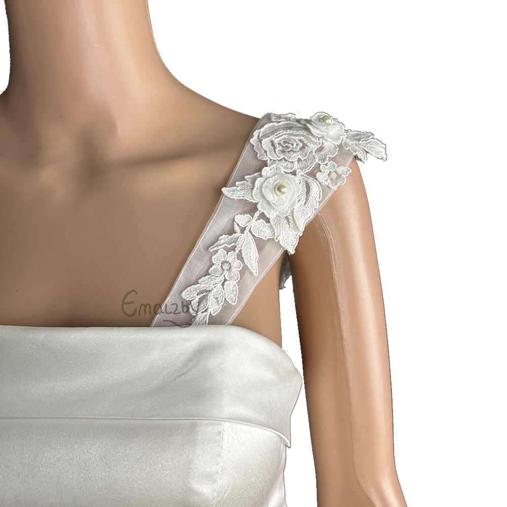 cotton lace wedding dress straps add on.detachable straps for bridal,bridal sleeves BYRDSW08（复制）