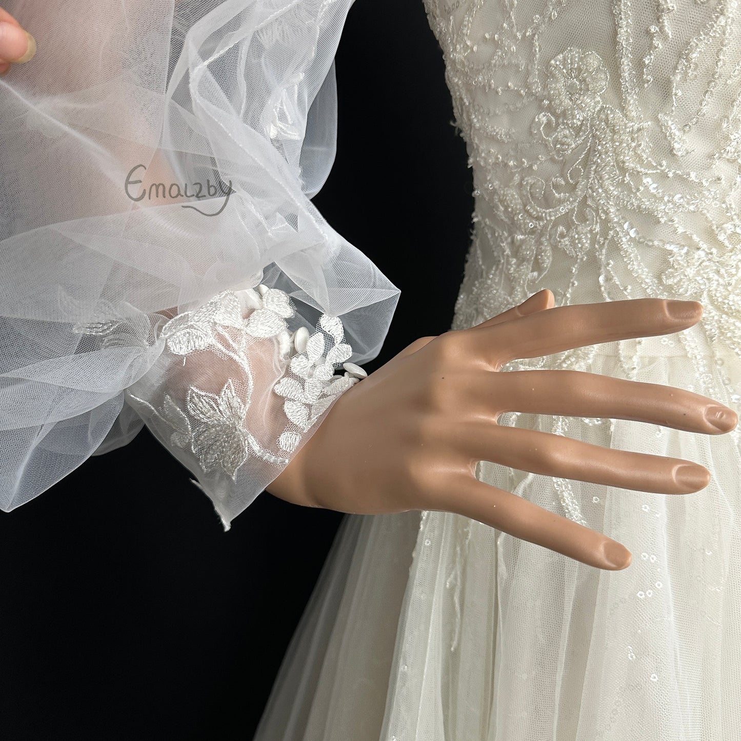 romantic sheer tulle sleeves for bridalwedding day, sleeves for bridal dress,floral sleeve BYRDSL73