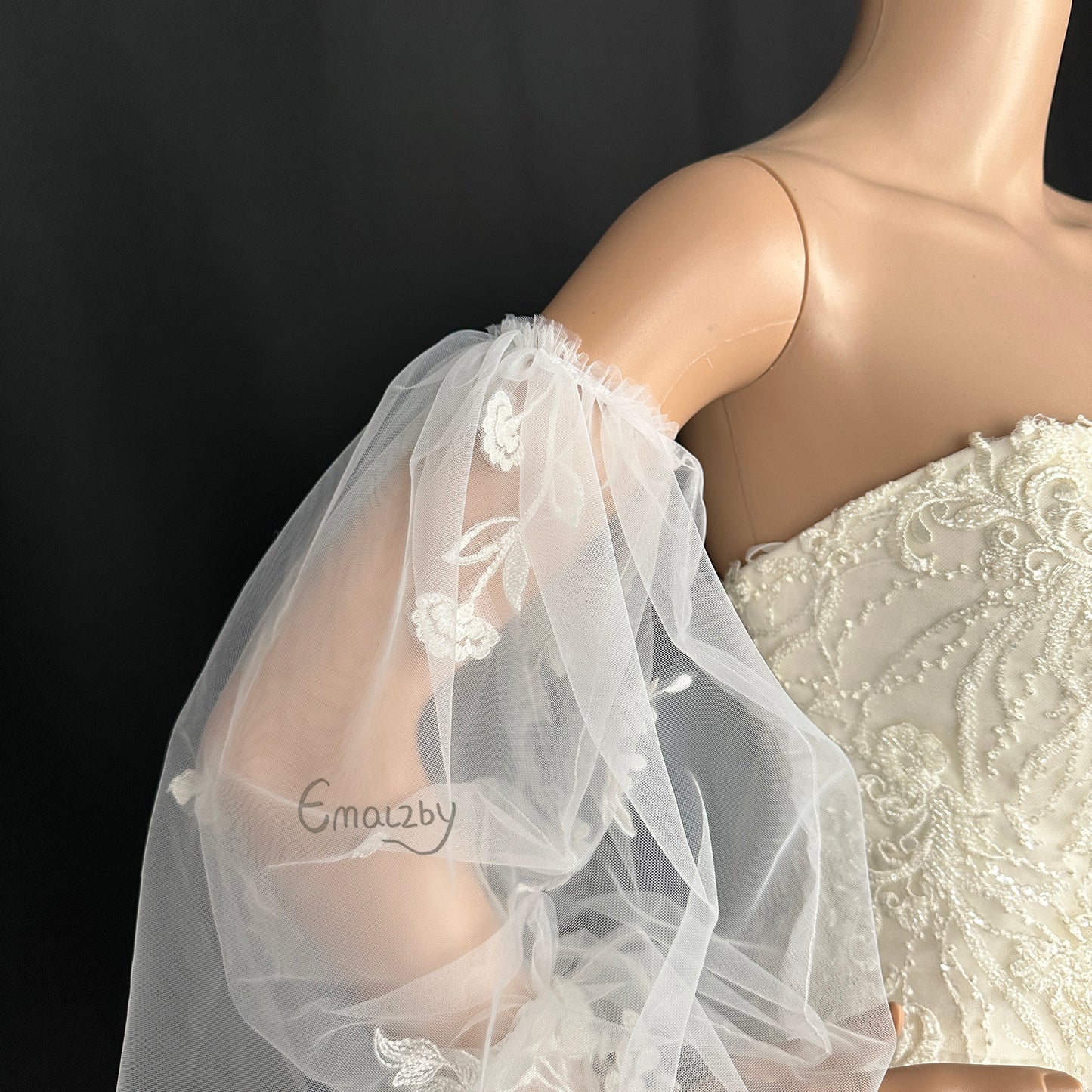 romantic sheer tulle sleeves for bridalwedding day, sleeves for bridal dress,floral sleeve BYRDSL73