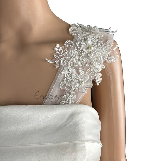 Lace flower butterfly wedding dress straps add on.detachable sleeves for bridal  lace BYRDSW07