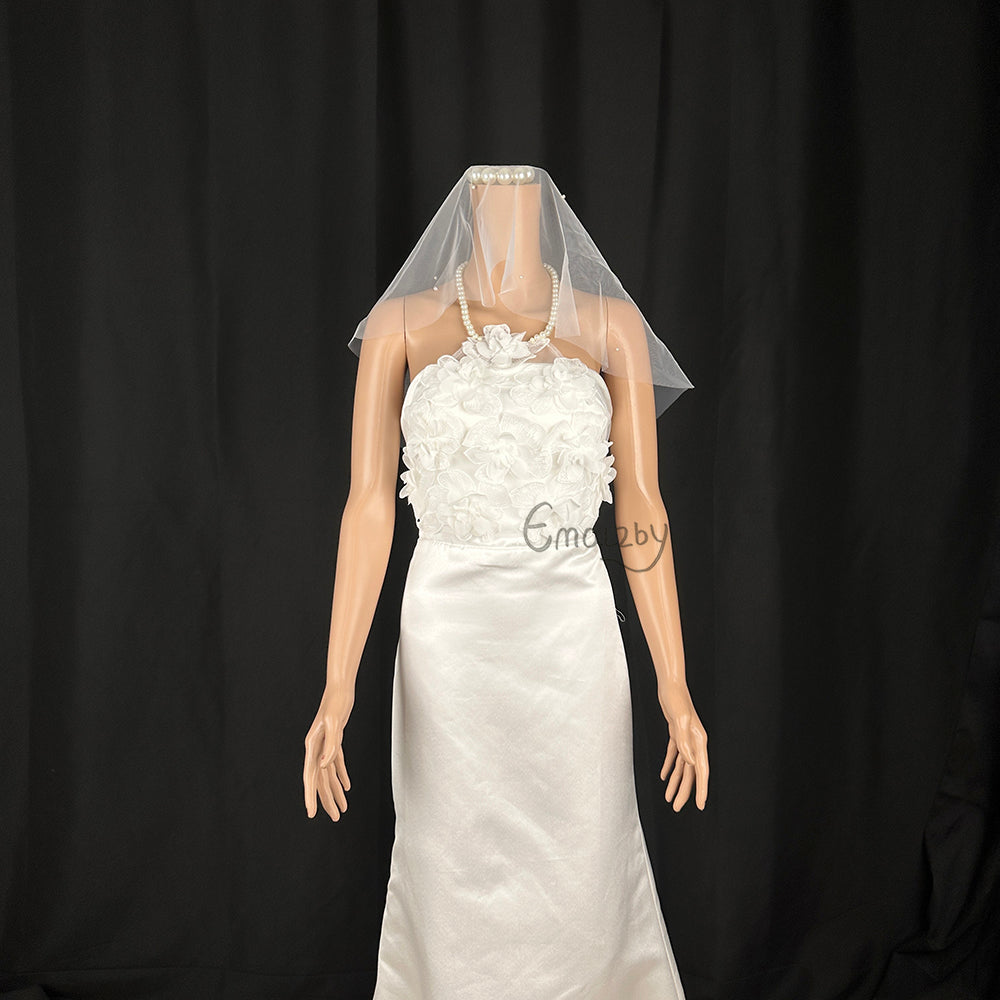 floral pearl straps bridal wedding dress topper, sheer tulle bridal dress cover up BYRDWP53