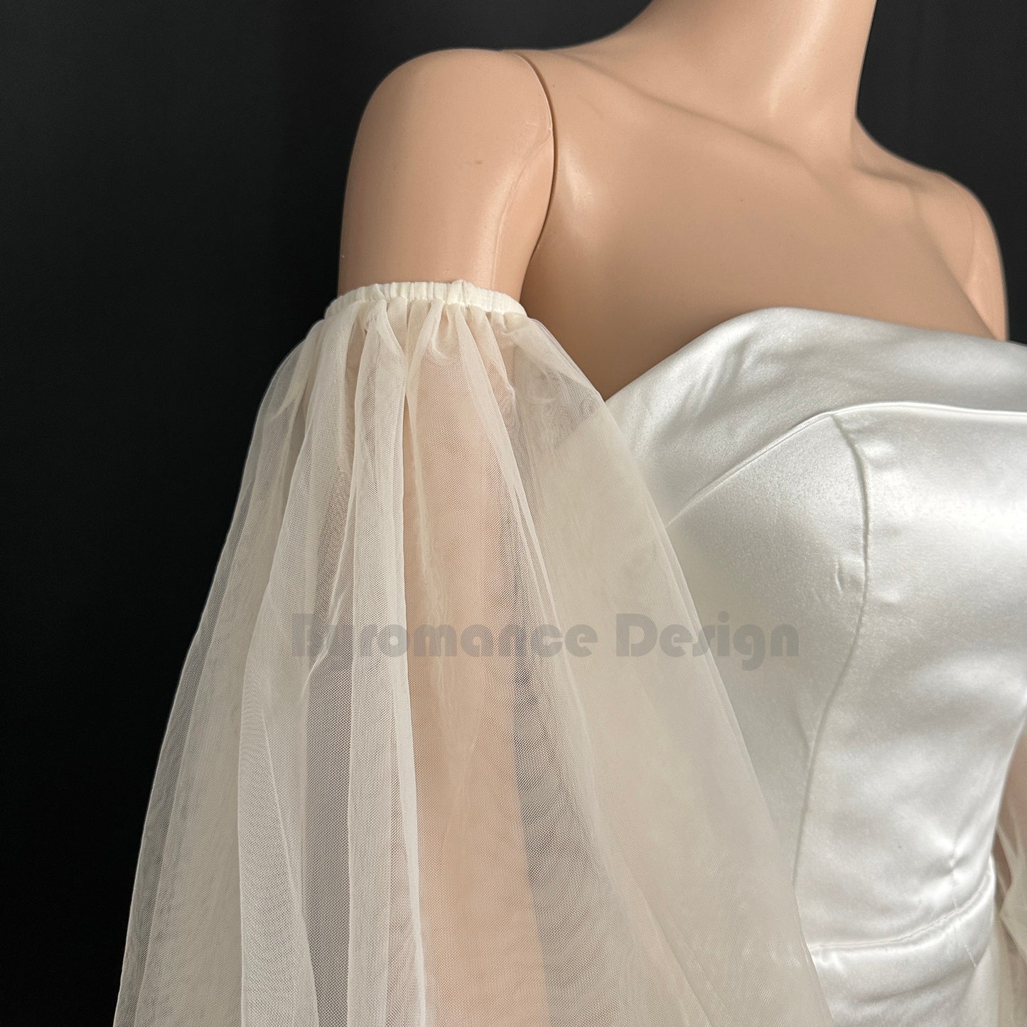 EMALZBY almond color tulle detach wedding sleeve, waist ornament boho flower bridal sleeve