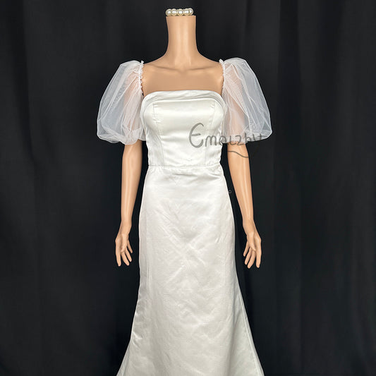 short PUFF tulle off shoulder detachable bridal  sleeve , detachable wedding sleeve BYRDSL79